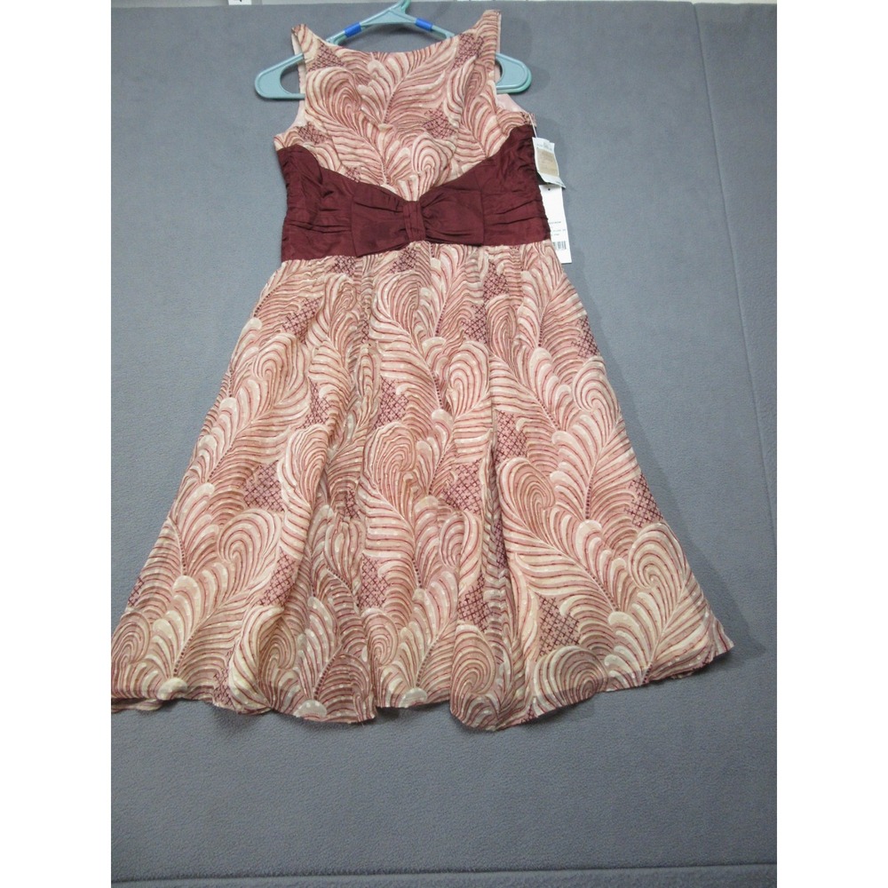 Nanette Lepore Cocktail Dress Womens 8 Pink NWT Silk Feather Bow Fit & Flare